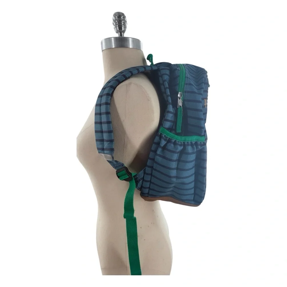 Hanna Andersson Blue Striped Backpack with Fun Patches